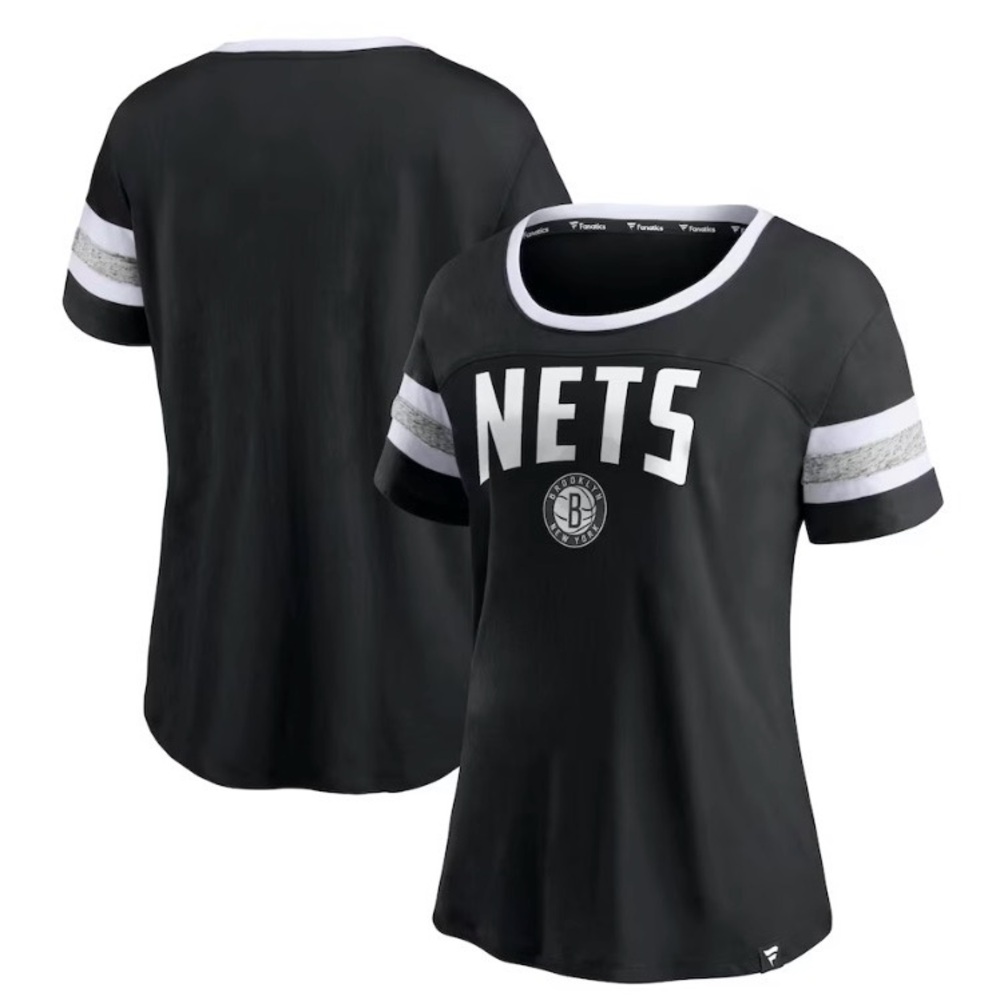 Fanatics Black and White Brooklyn Nets Short Sleeve Tee
